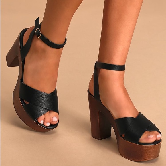 Lulus Shoes - Galilea Black Platform Sandals